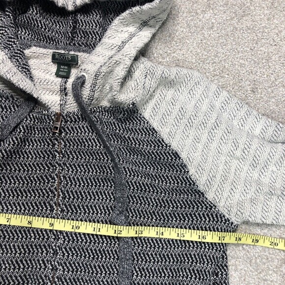 Roots Canada Sweatshirt Sz M Full Zip Hooded Colorblock Black Grey - Picture 2 of 11